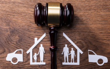gavel and family split by divorce